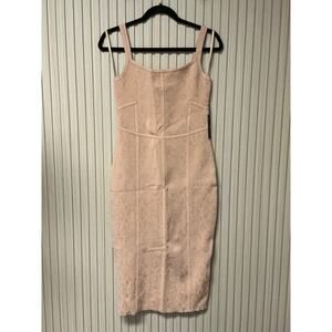 Mariam Anna Barska Snake-Embossed Midi Bodycon Dress “MAB30” Nude Camel Size L